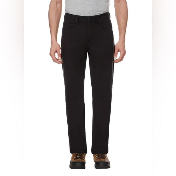 CAT Caterpillar Fleece Lined Work Pants Mens 36 x 34 Black Canvas Insulated - Picture 1 of 4